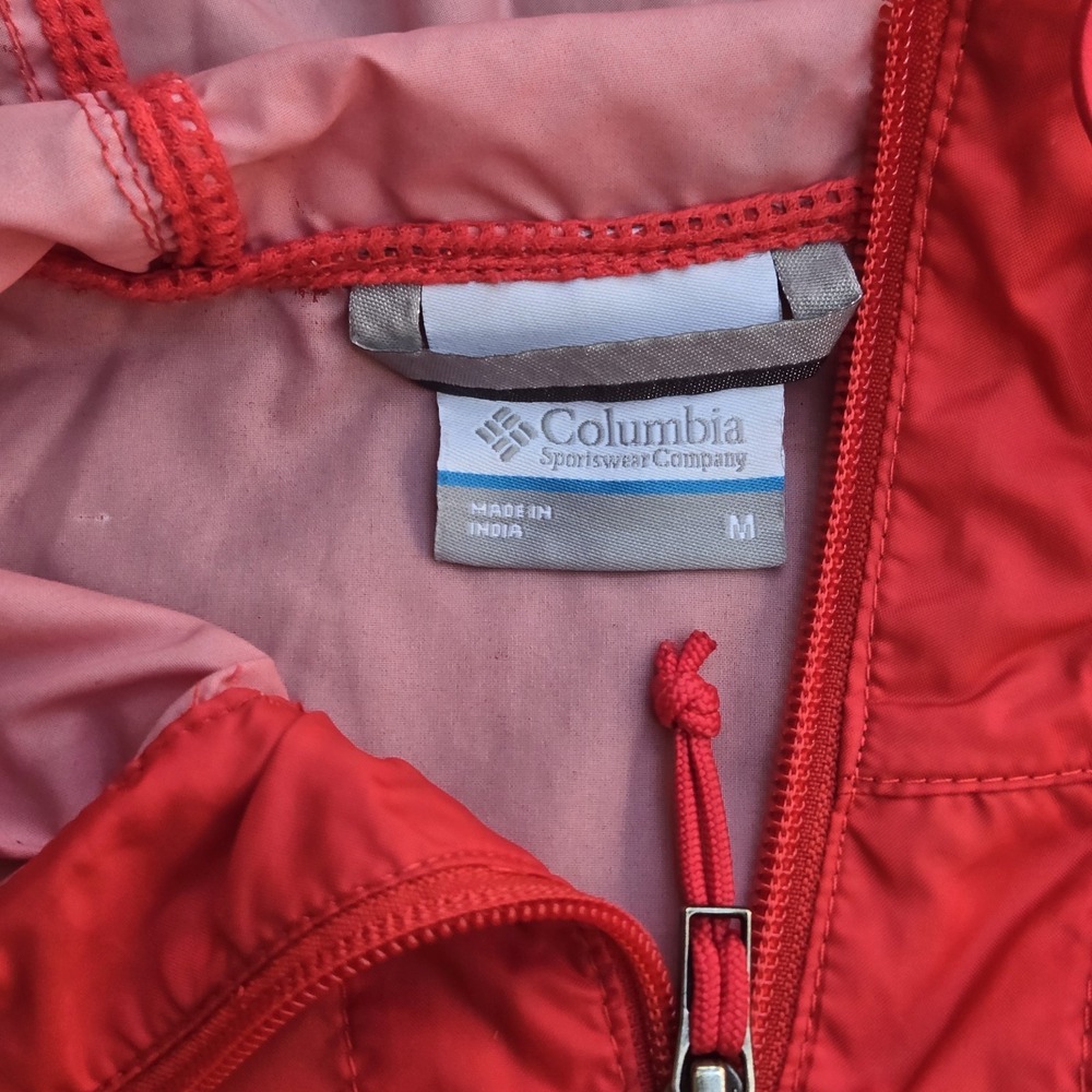Columbia Windbreaker Jacket Women's M Pink Hooded Lightweight Zip Rain Coat - Picture 9 of 11